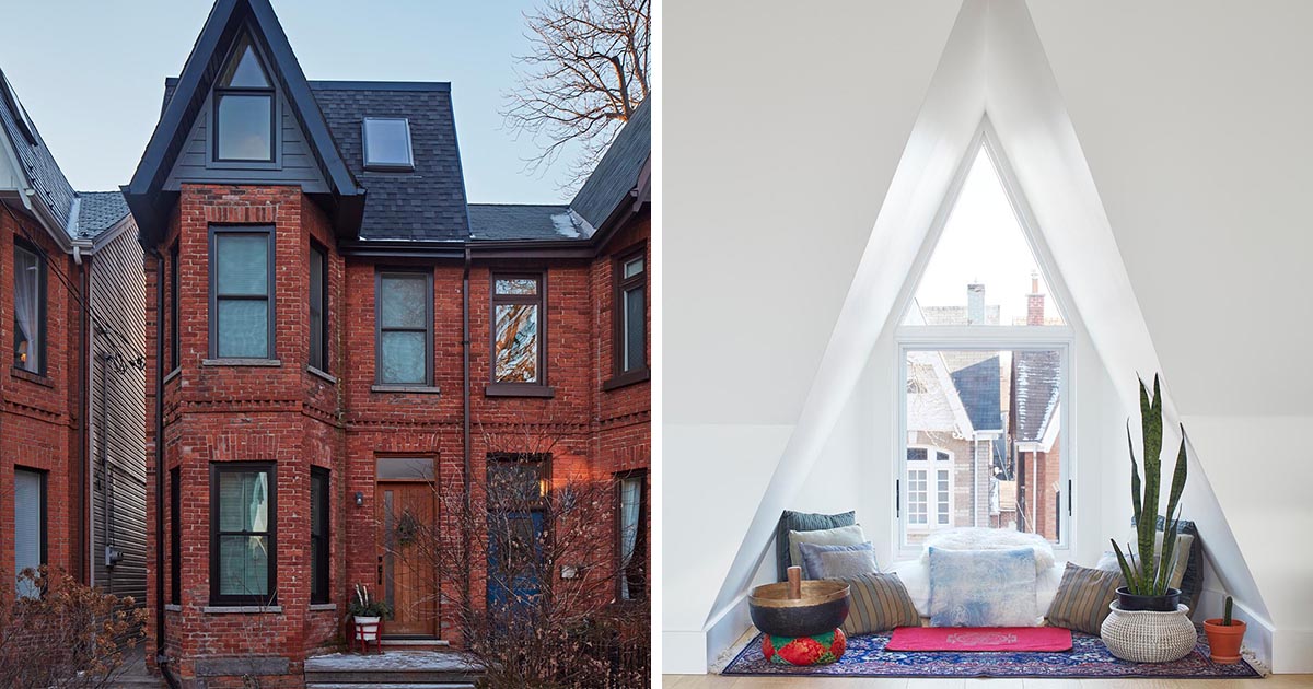 The Remodel Of This Victorian House Included A Triangular Window For Sitting On The Top Floor