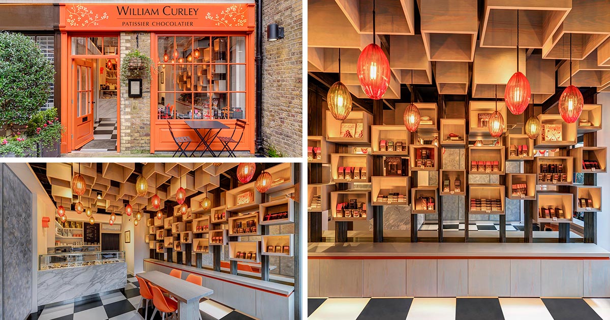 Wood Boxes Are Used To Showcase The Products Inside This Chocolate Shop In London