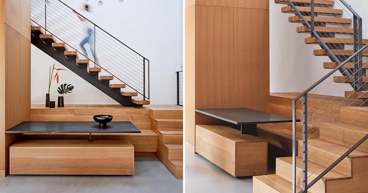 A Dining Area Was Included In The Design Of These Stairs