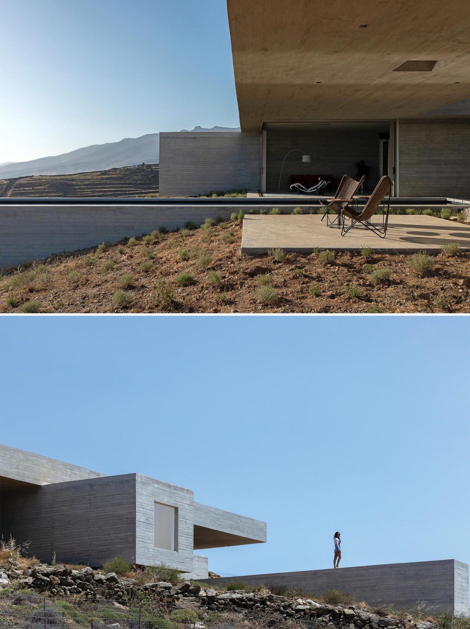 A Long Thin Swimming Pool Extends Out From This Hillside Home
