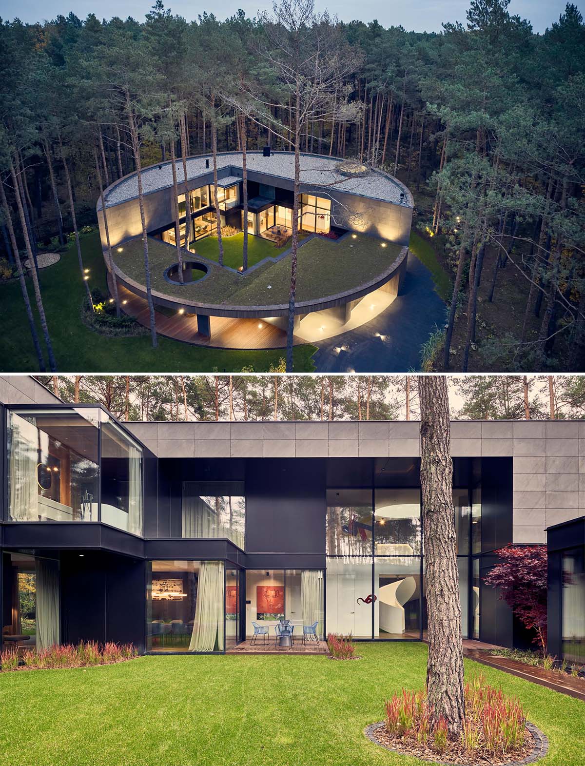 This Circular Shaped Home Was Designed To Wrap Around A Central Garden