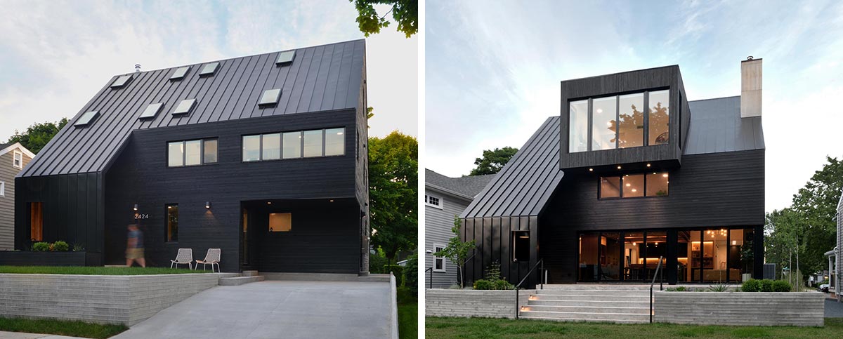 The Black Roof, Siding, And Window Frames On This Home Combine To Make A Cohesive Statement