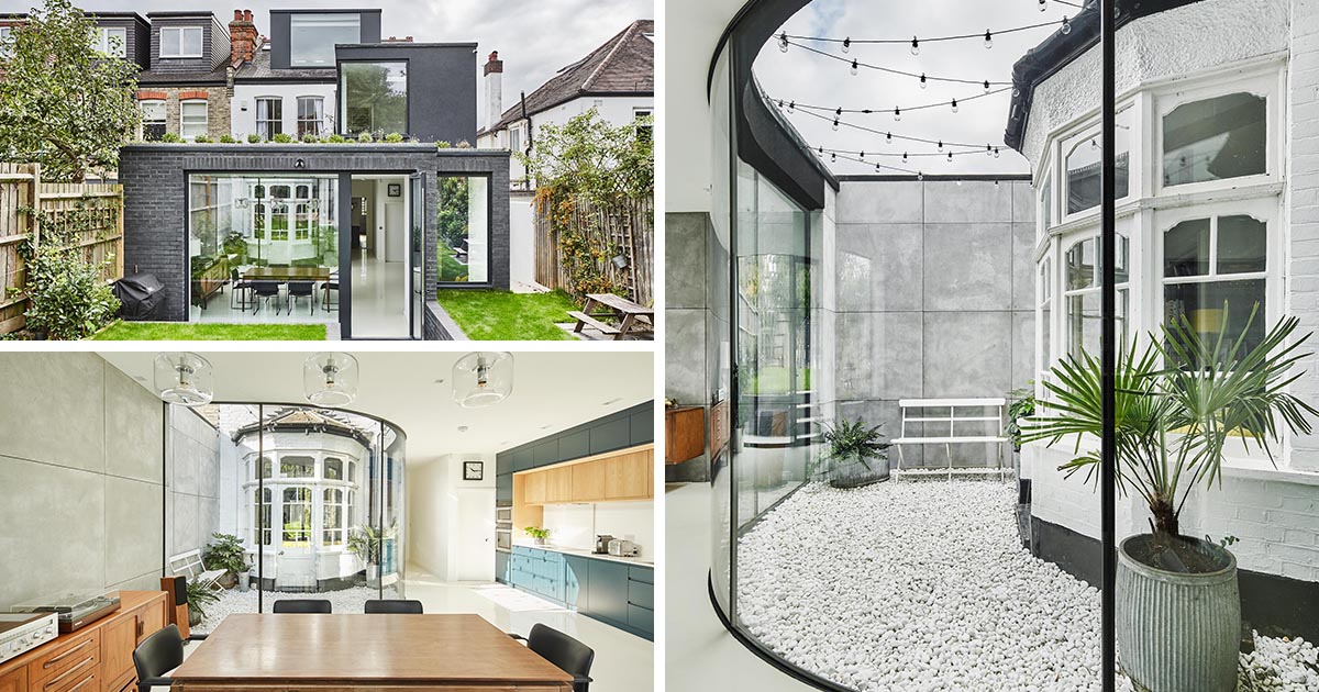 This Home Extension Wraps Around A Bay Window Creating A Small Courtyard