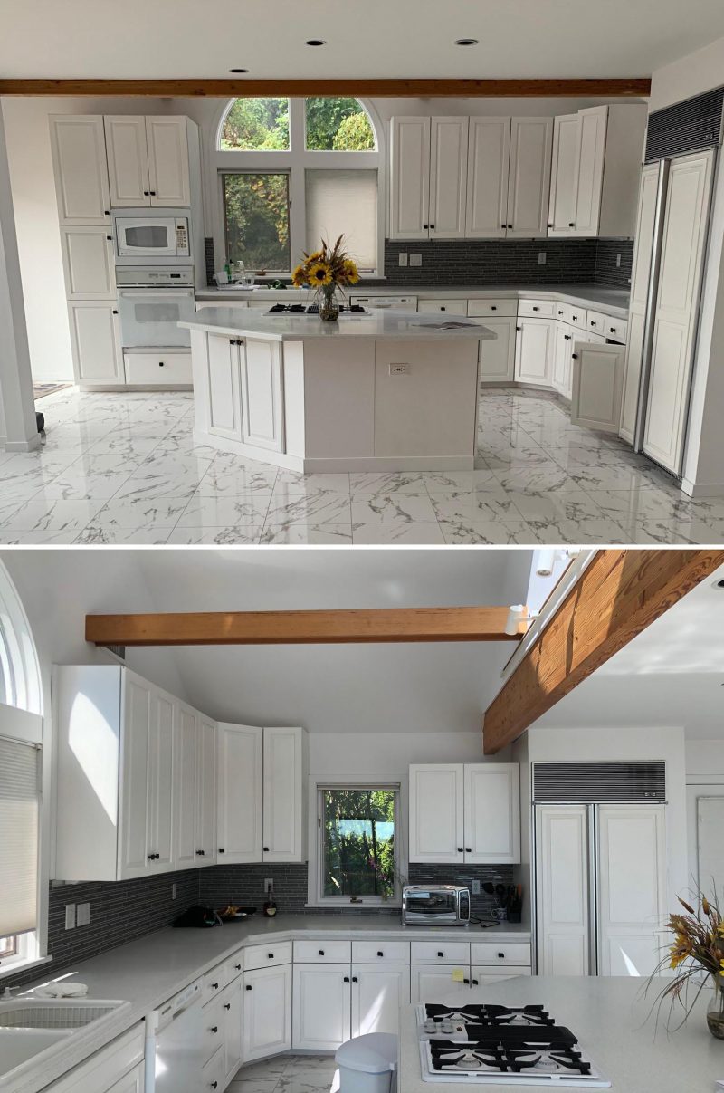 Before & After - This Kitchen Remodel Was Updated With Warm Wood Cabinets