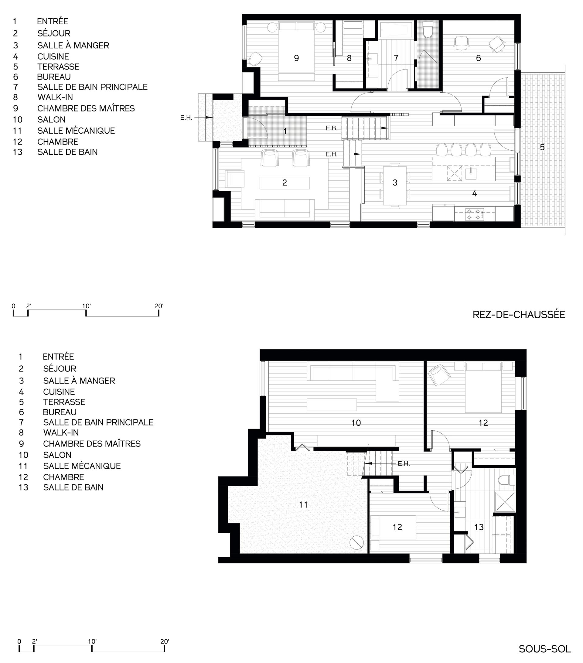 The floor plan of a split-level home.