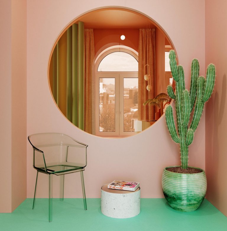 A Pastel Pink And Mint Green Color Palette Creates A Statement Interior ...