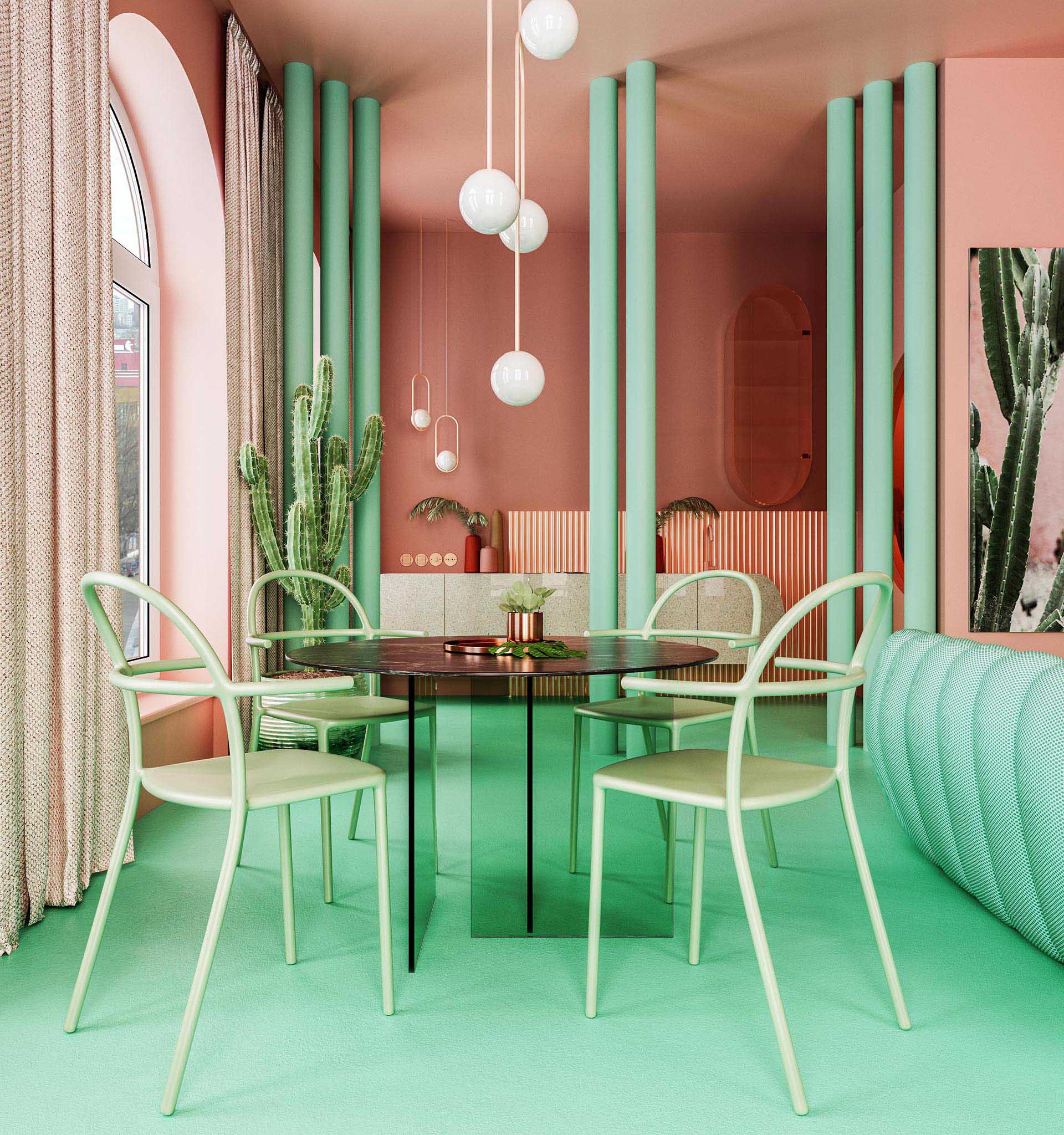 A Pastel Pink And Mint Green Color Palette Creates A Statement Interior For  This New York Apartment