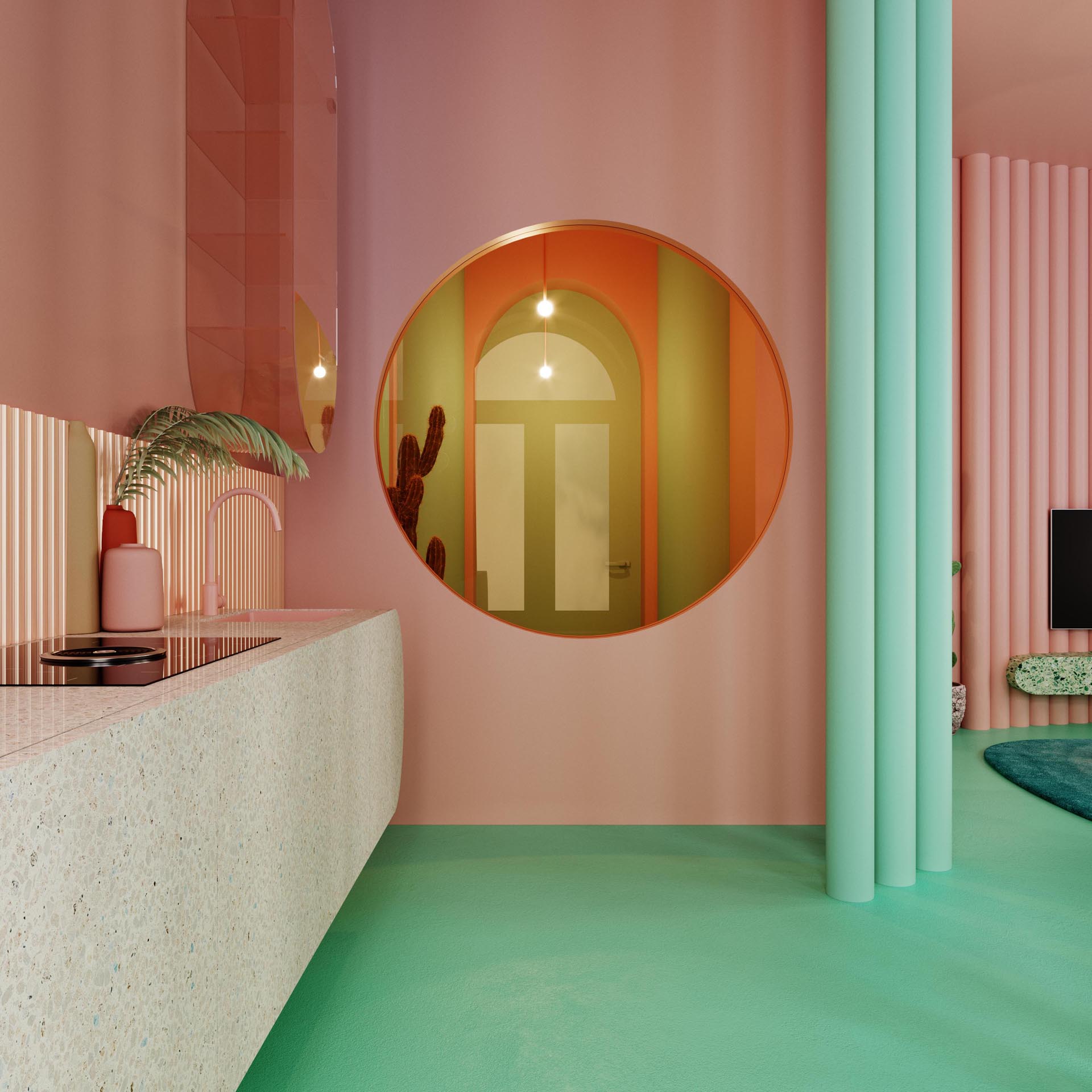 A Pastel Pink And Mint Green Color Palette Creates A Statement Interior For  This New York Apartment