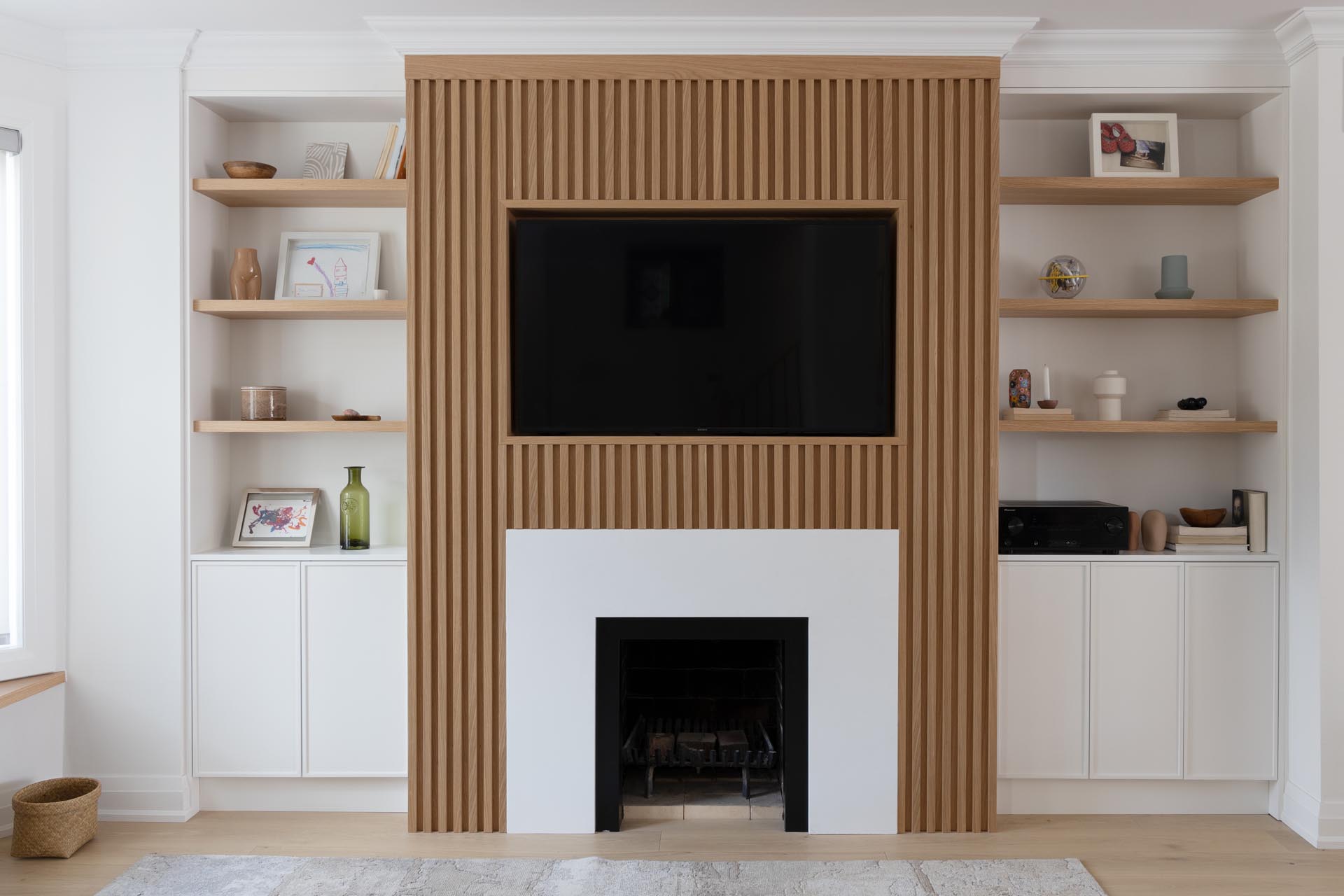 living room wood tv wall