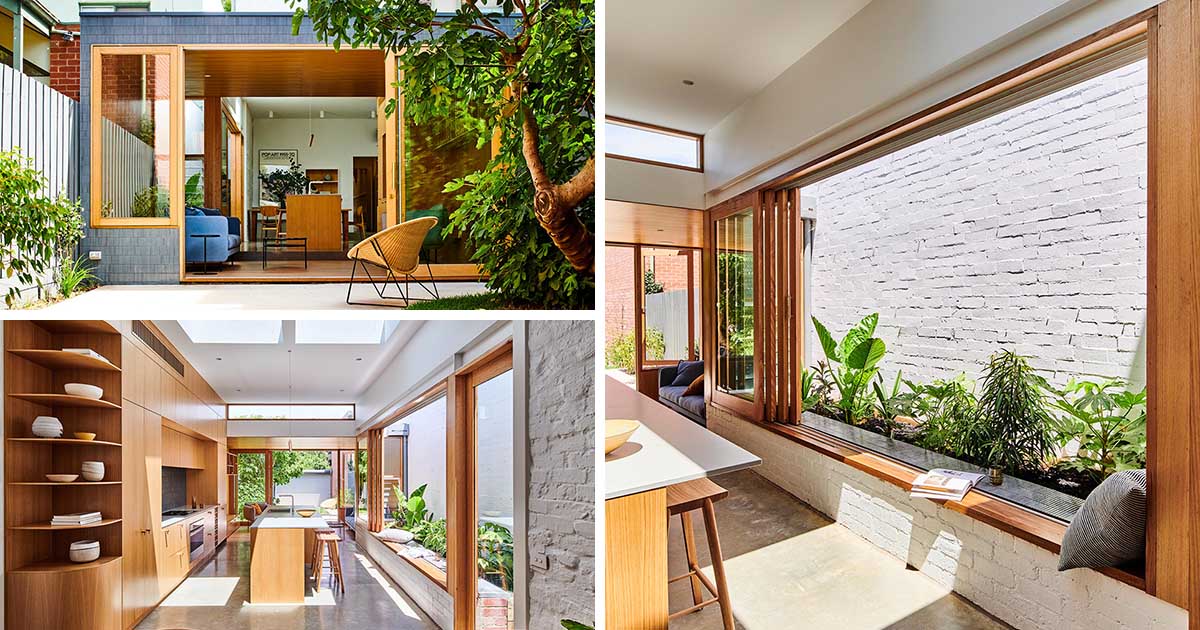 A Large Window Opens This Kitchen To A Side Garden