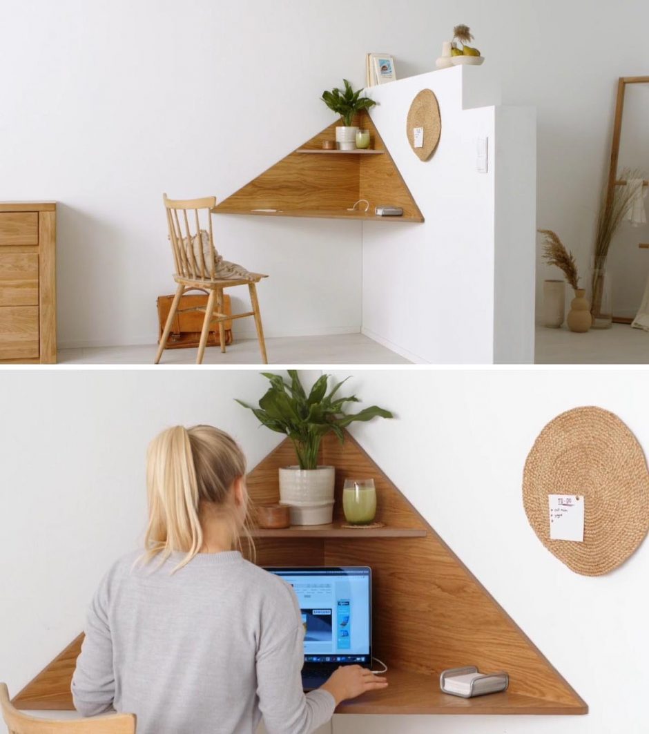 This Floating Corner Desk Was Designed For Small Spaces