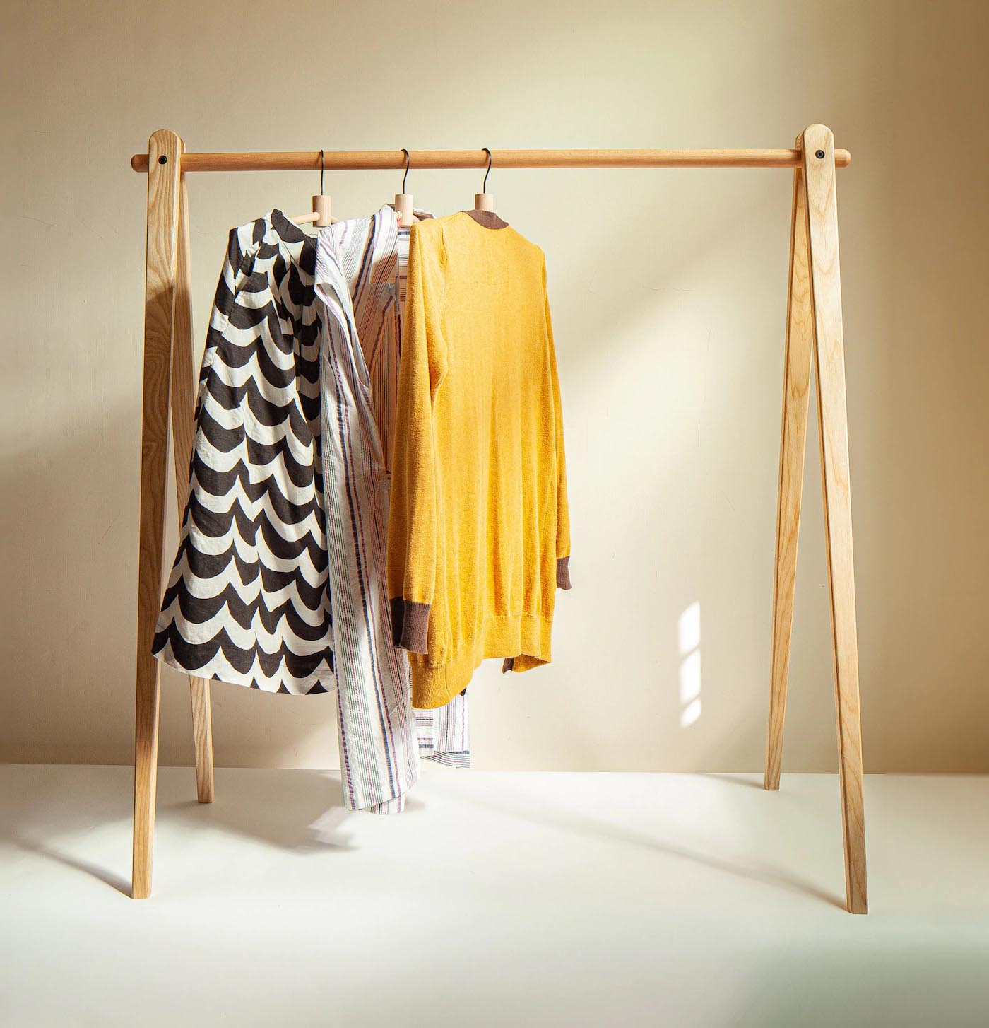 wooden clothes rack