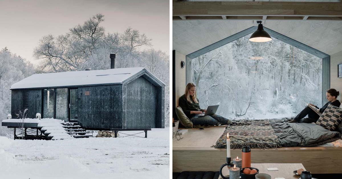 The Oak-Lined Interior Of This Cabin Is A Warm Escape From The Weather Outside