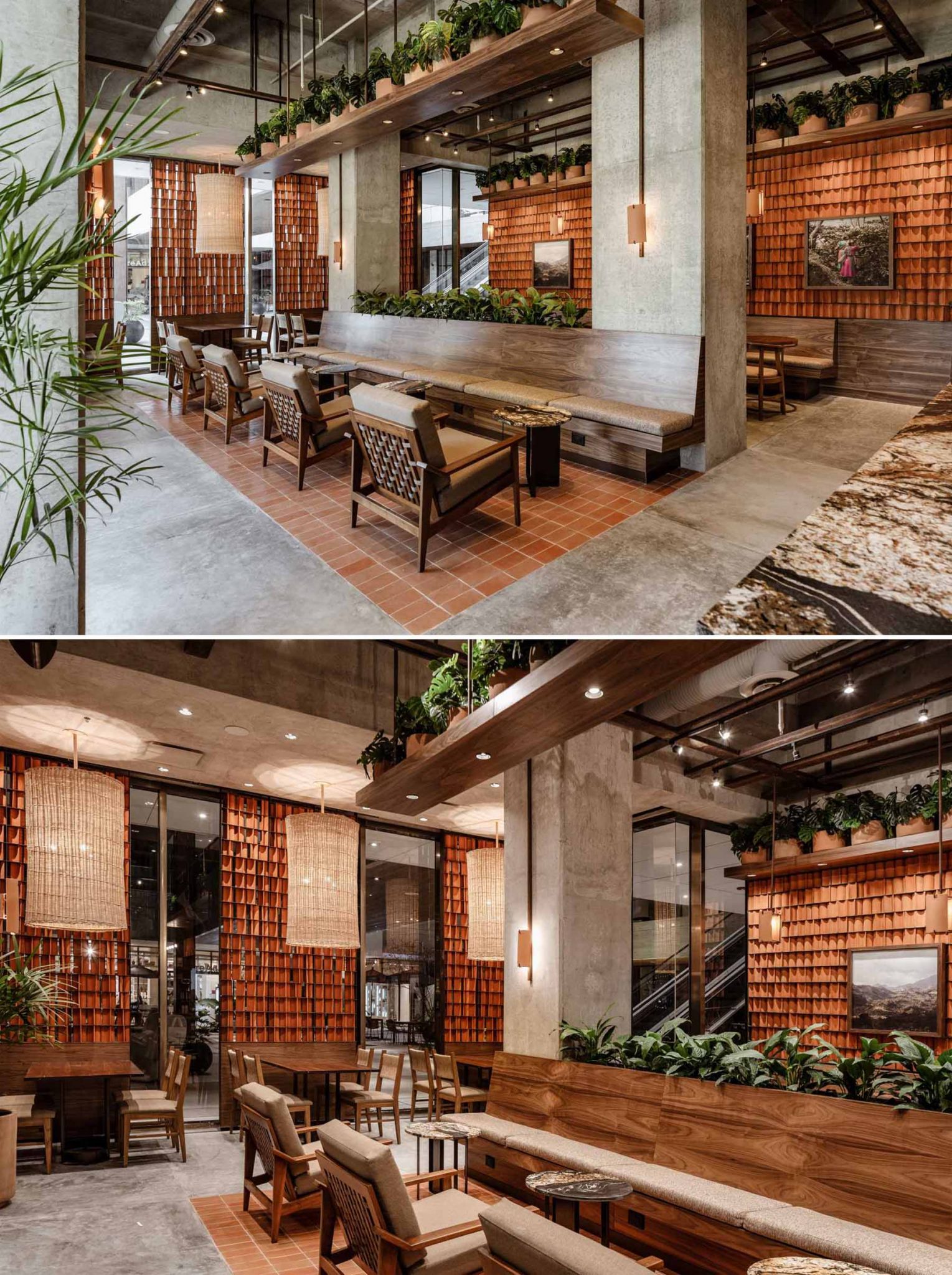 Clay Roof Tiles Were Used For The Interior Design Of This Coffee Shop ...