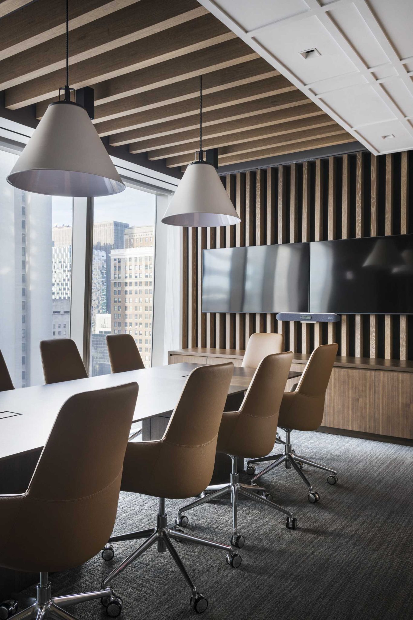 A Plaid-Inspired Wood Kitchen Is A Unique Design Feature Inside This Office