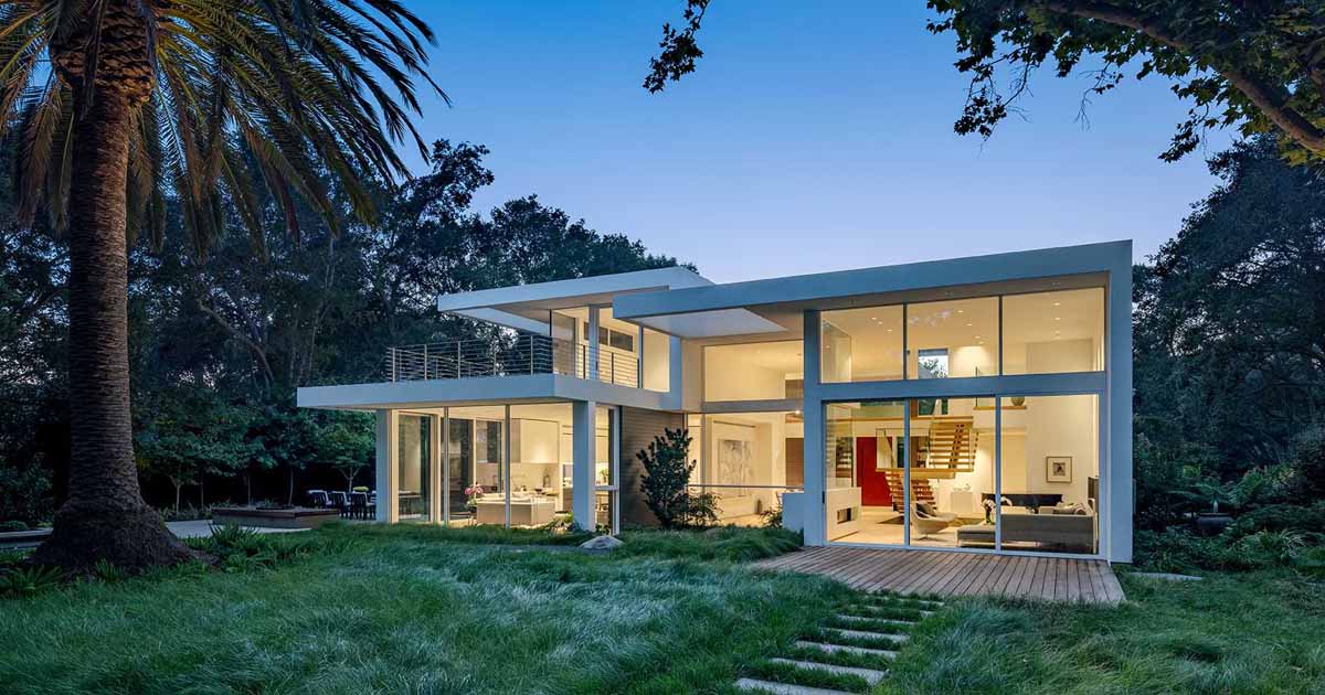 Large Windows Give This Home A Lantern-Like Appearance At Night