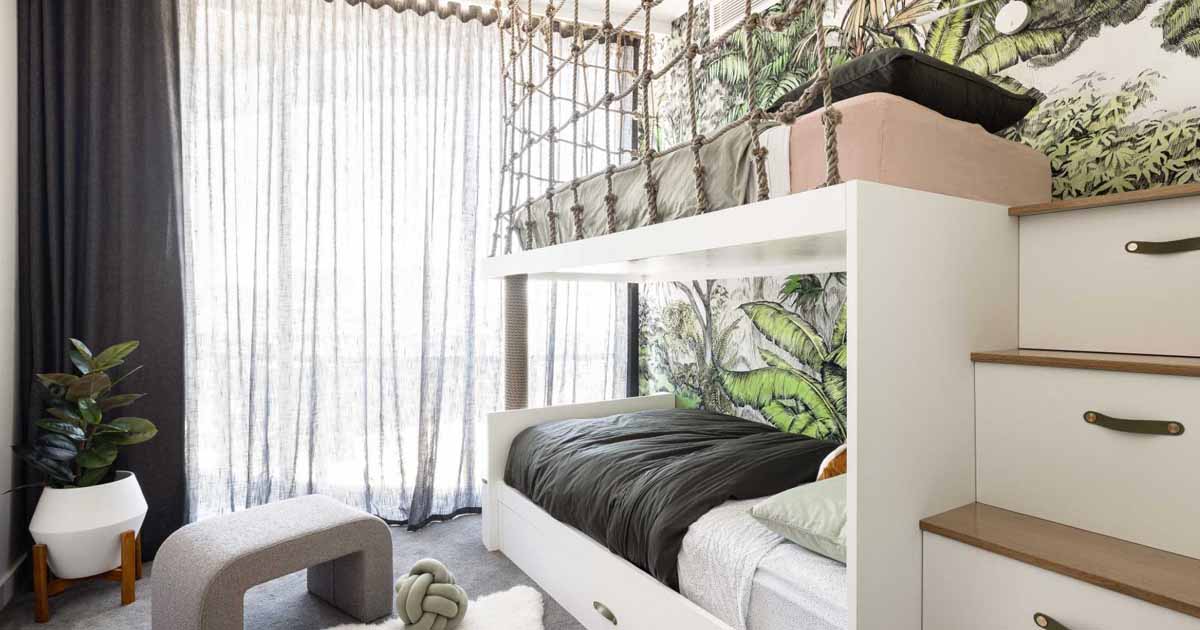 Custom Bunk Beds Were Designed For This Jungle-Themed Kid's Bedroom