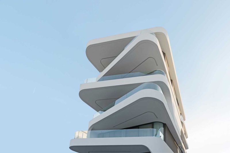 Lighting Highlights The Alternating Curvilinear Balconies Of This New ...