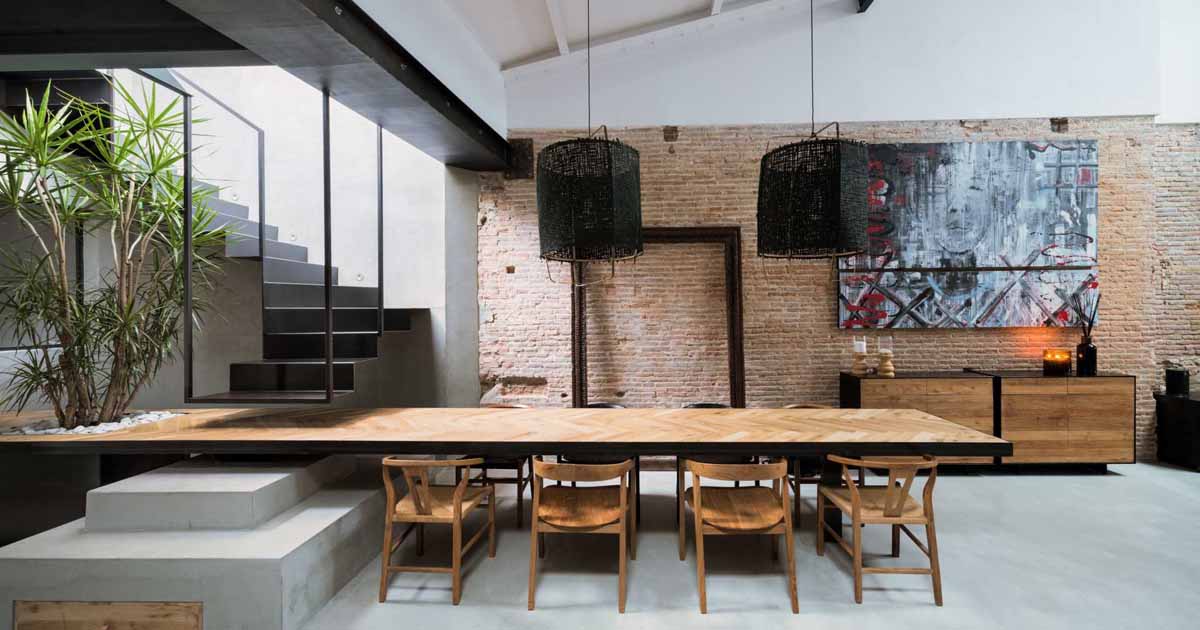 The Dining Table Becomes Part Of The Stairs Inside This Eclectic House