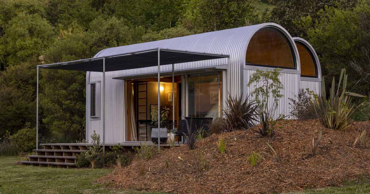 Corrugated Metal Covers The Barrel Shaped Roofs Of This Portable Home