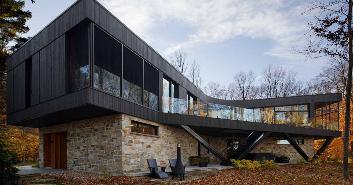 Natural Stone Provides A Base For This Modern Home