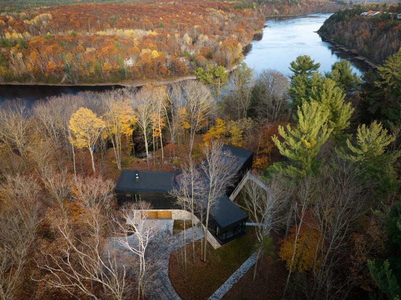 Natural Stone Provides A Base For This Modern Home