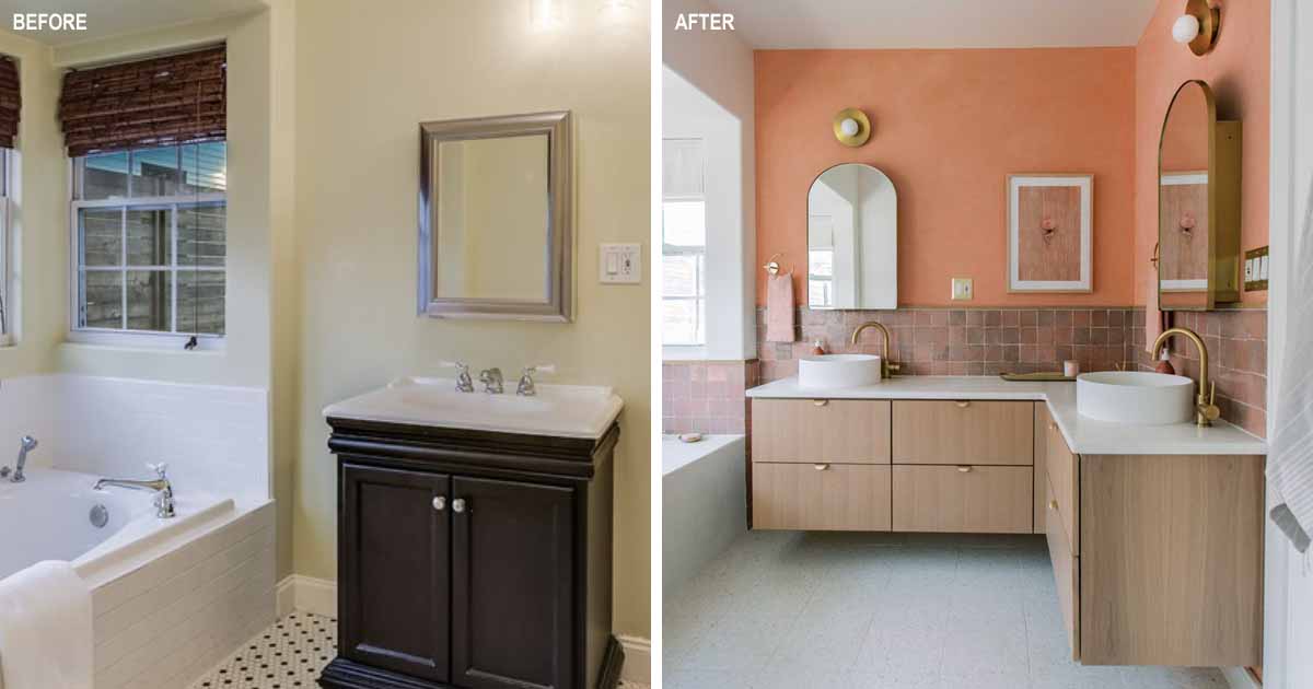 A Bathroom Renovation Where Adding A Vanity That Wraps Around The Corner Added Much Needed Countertop Space