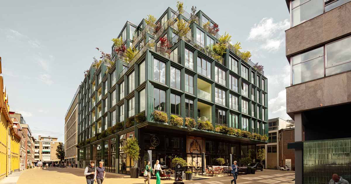 Ceramic Forms Surrounding The Windows Of This New Building Give It A Unique Character