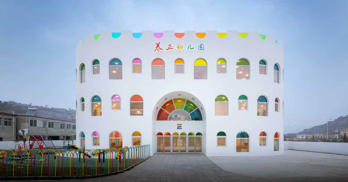 This Kindergarten Design Features Vibrant Colored Glass Inside And Out