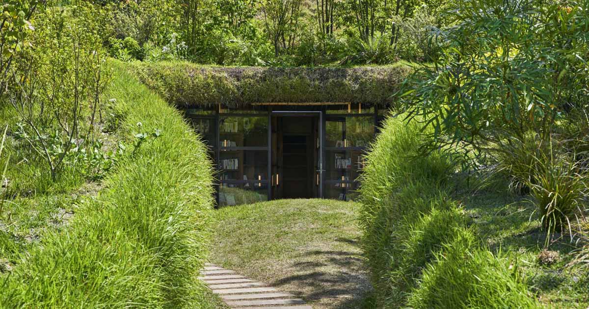 This Library Is Almost Entirely Built Into The Land Around It