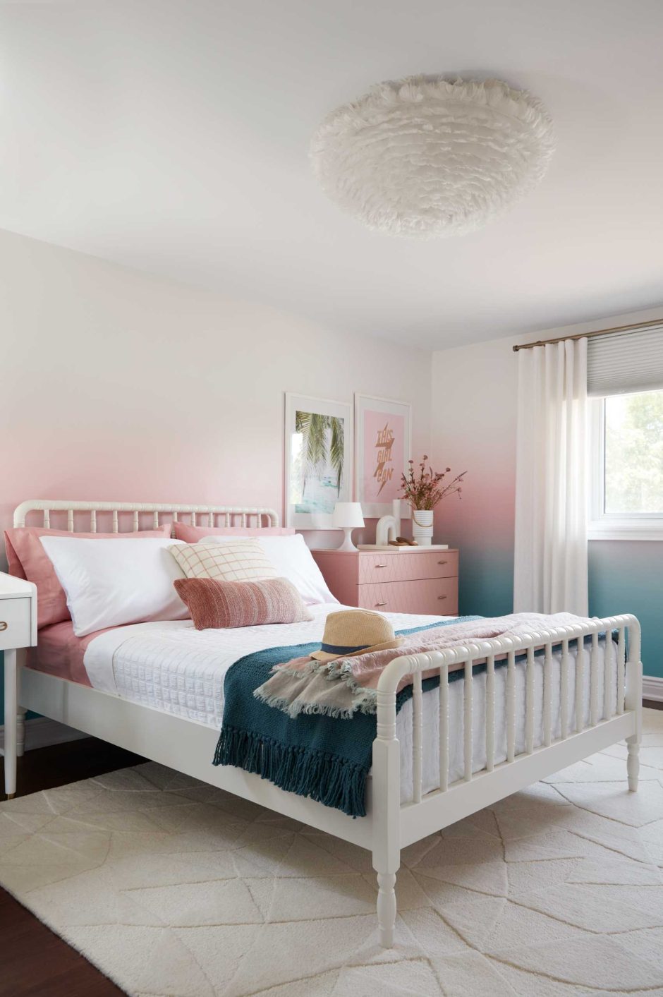 Ombré Wallpaper Was A Creative Design Choice For This Bedroom