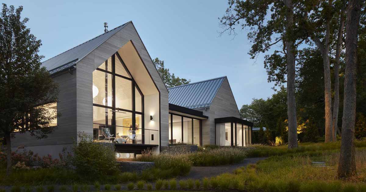 A New Home With Twin Gables Connected By A Glazed Breezeway