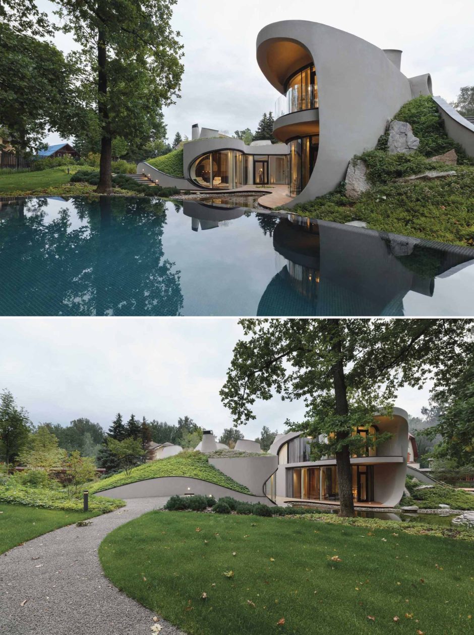 This Sculptural Home Is Full Of Curves And Surrounded By Landscaping