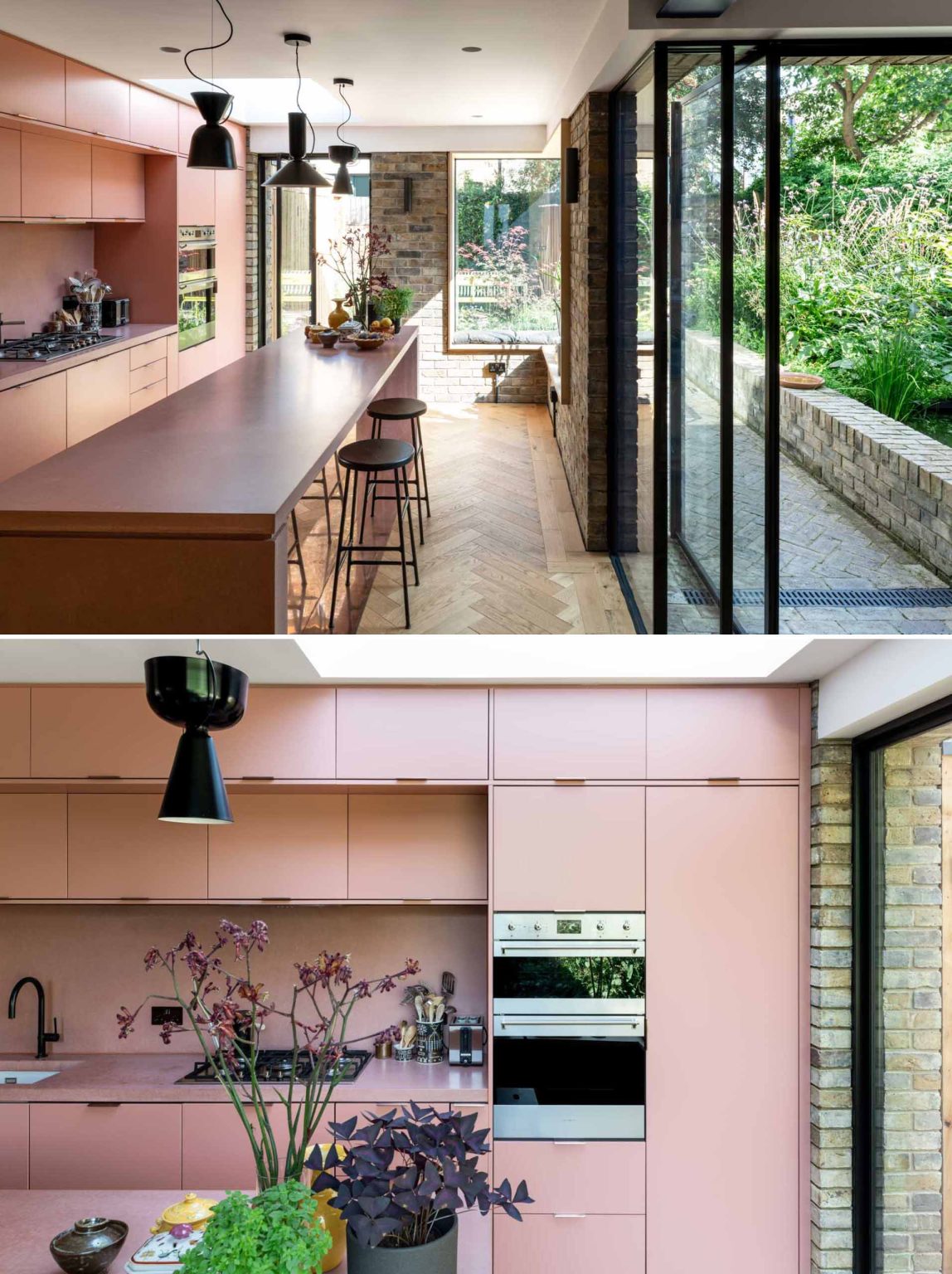 A Stepped Brick Extension Makes Space For A Soft Warm Blush Kitchen