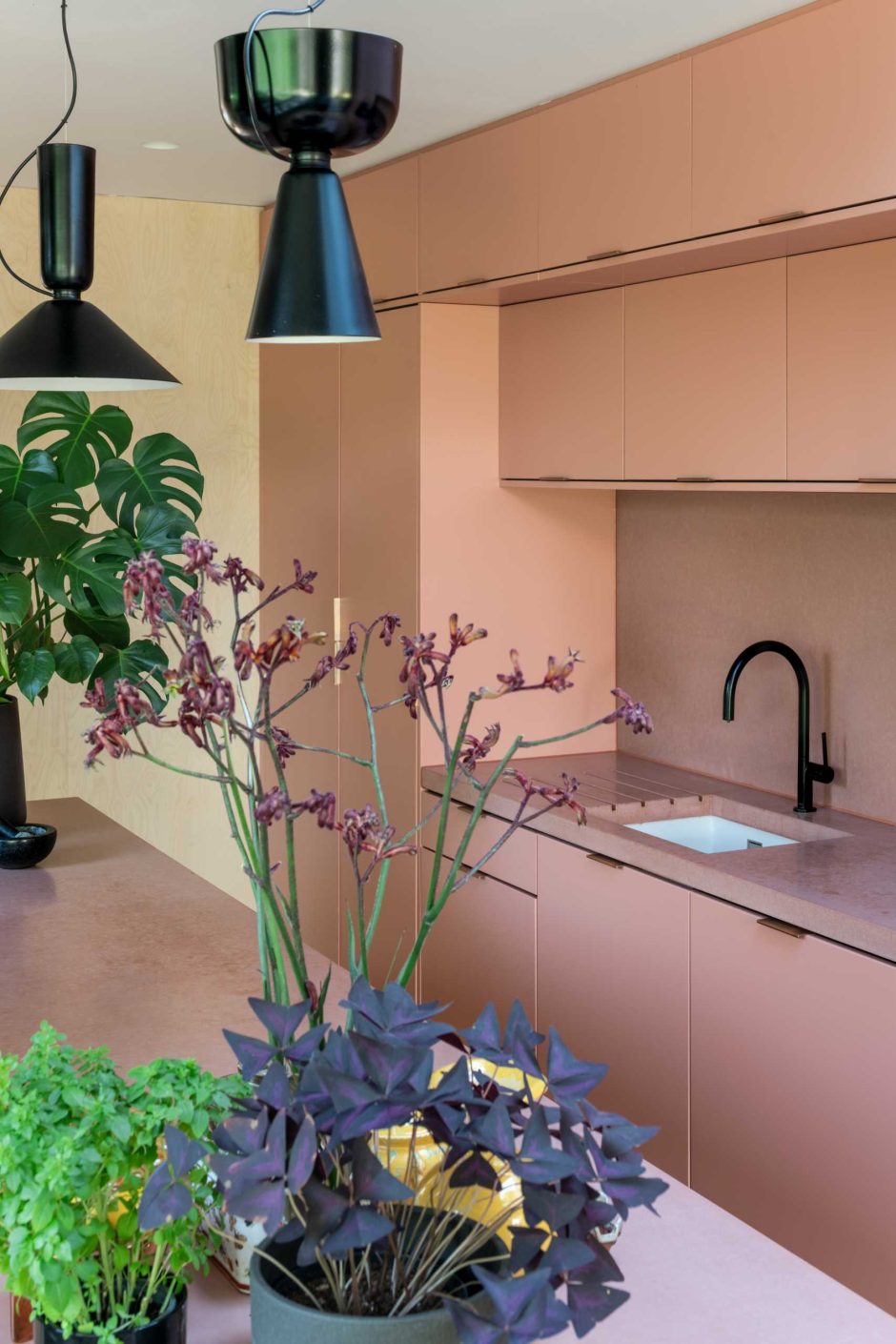 A Stepped Brick Extension Makes Space For A Soft Warm Blush Kitchen