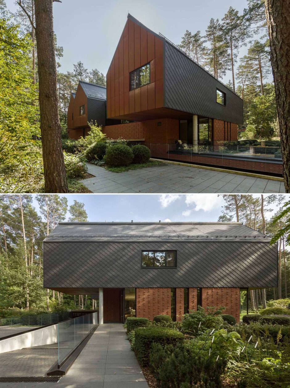 Elevated Elegance: A Unique Home In The Forest With A Trio Of Tile-Clad ...