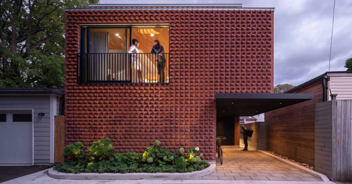 A Laneway House With A Rotated Brick Facade