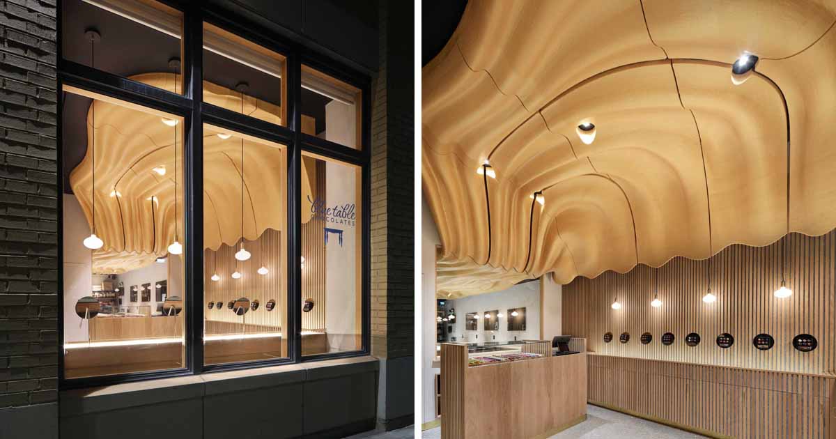 A Sculptural Ceiling Inspired By Flowing Chocolate Can Be Seen Inside This Store