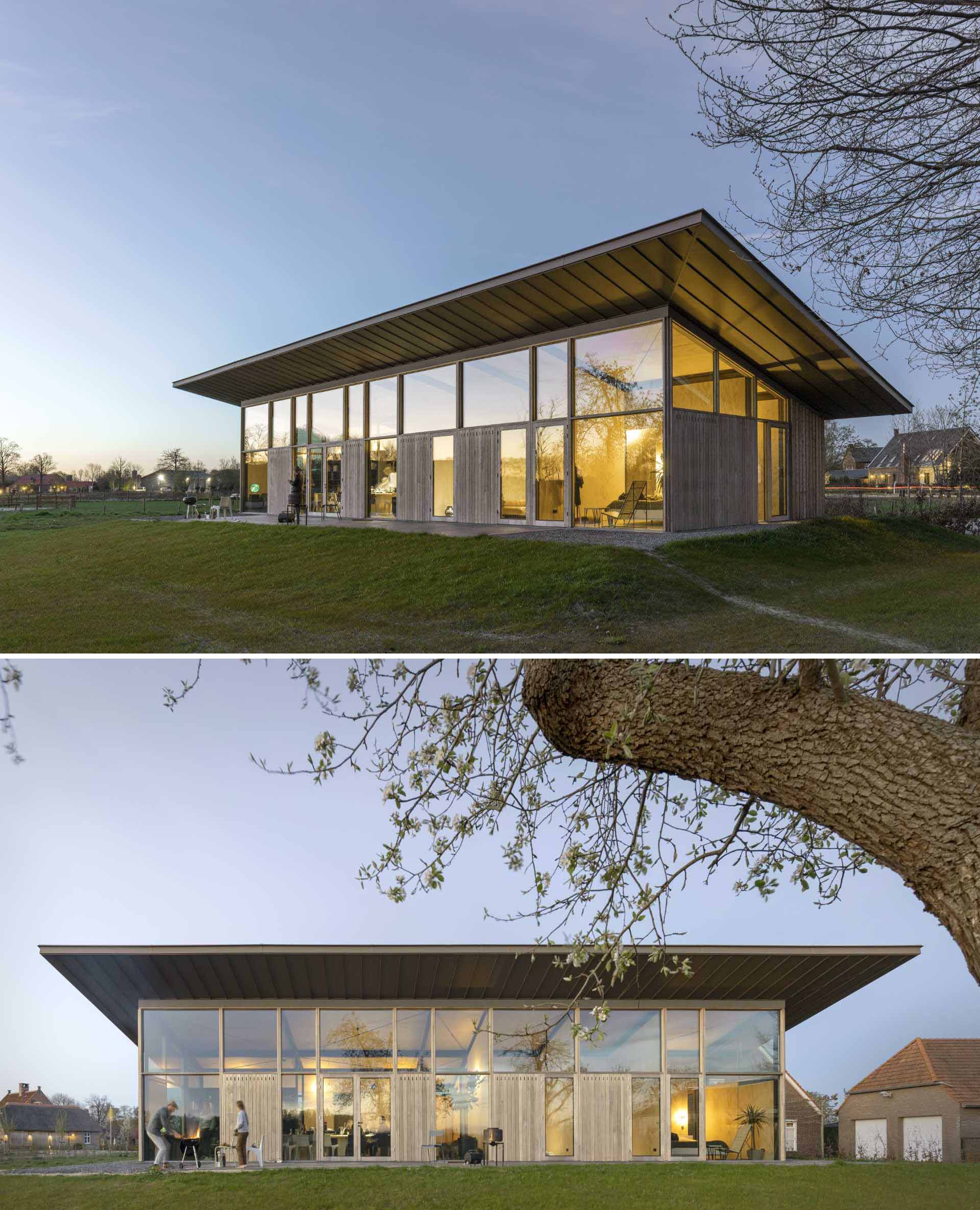This modern home, named Villa V, measures 65 feet (20m) wide and just 26 feet (8m) deep, and has a view of the river.