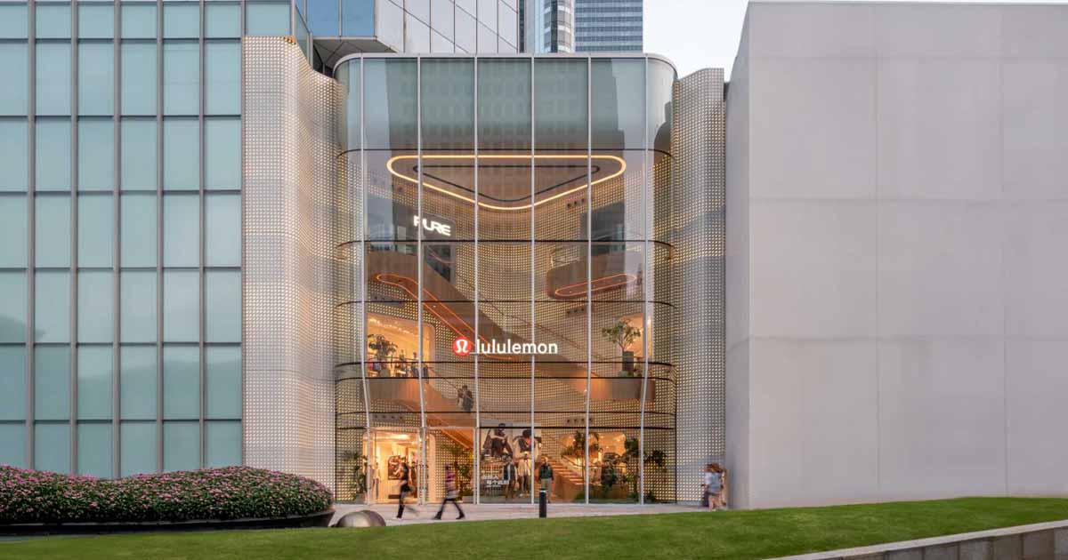 A Colossal Curved Glass Window Shows Off The Biggest LULULEMON Flagship Store In The World