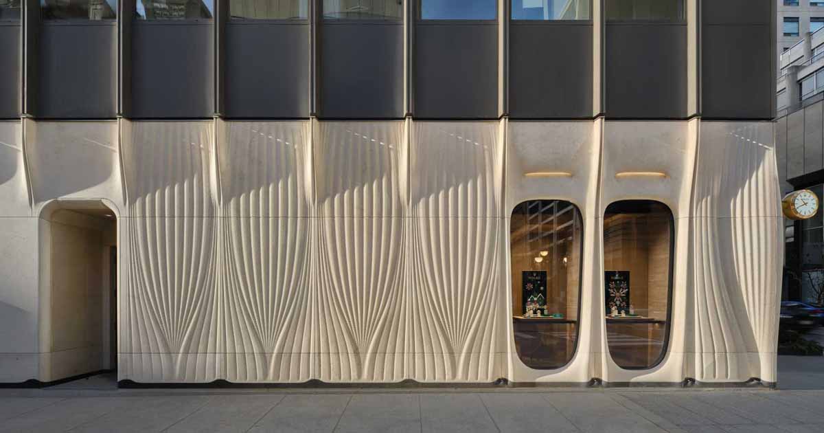 A Sculptural Limestone Facade Was Designed For This Boutique Retail Store