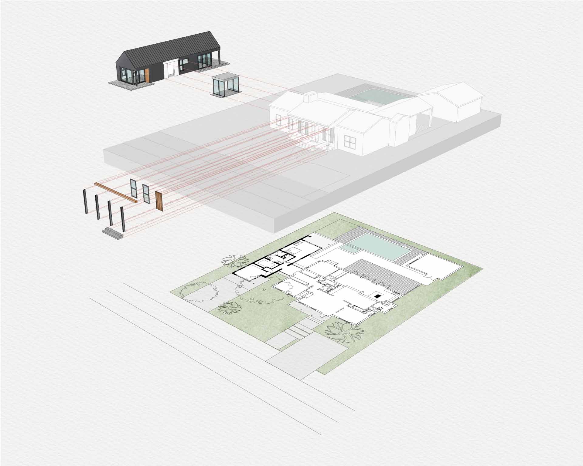 Architectural drawings for a new extension added to the original house.