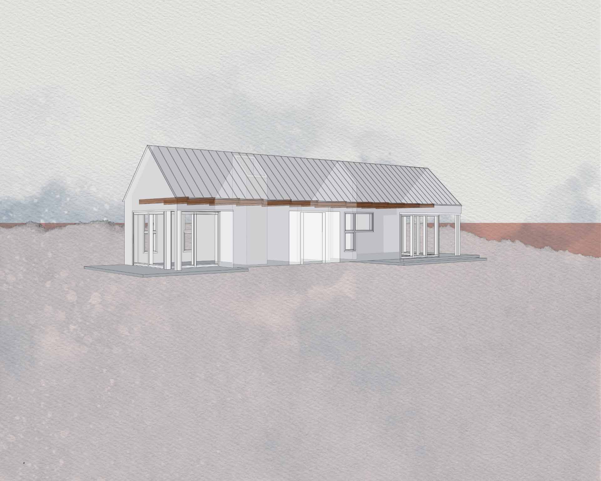 Architectural drawings for a new extension added to the original house.