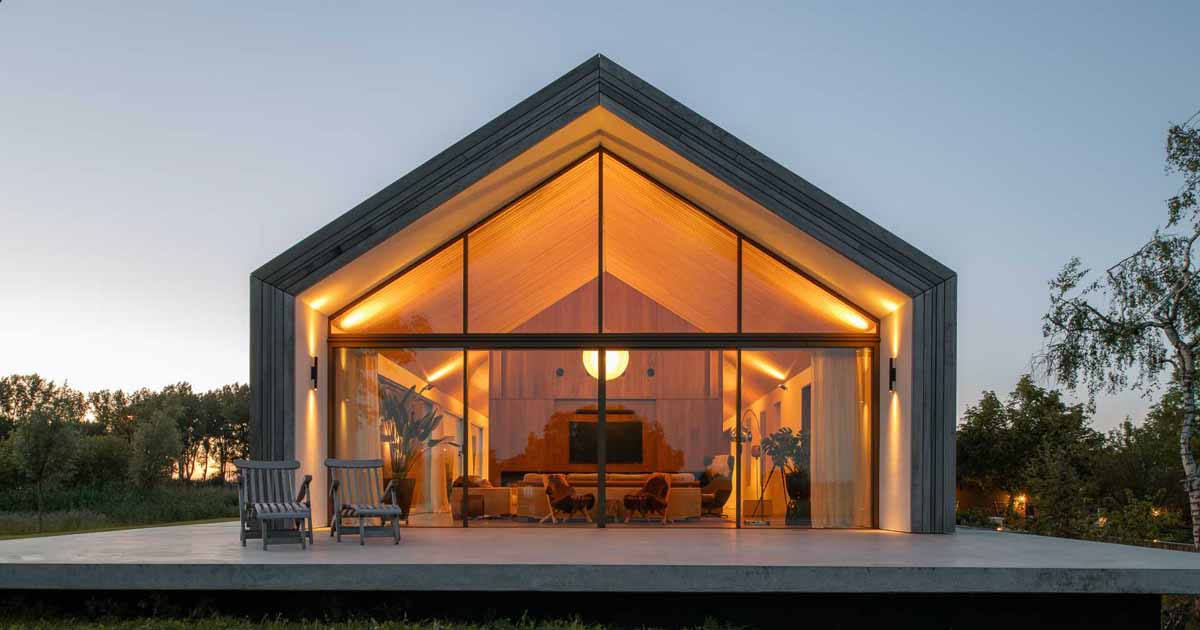 A Contemporary Gable Roof Runs The Length Of This Home