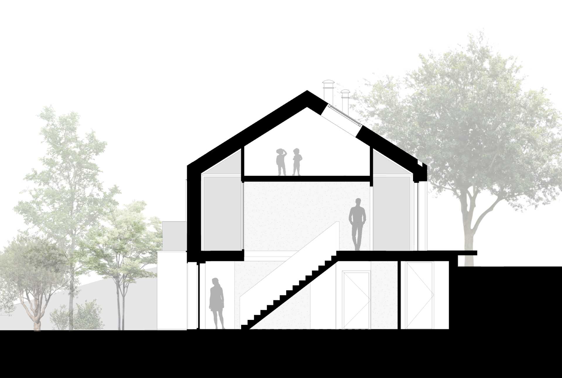 The section diagram of a modern home.