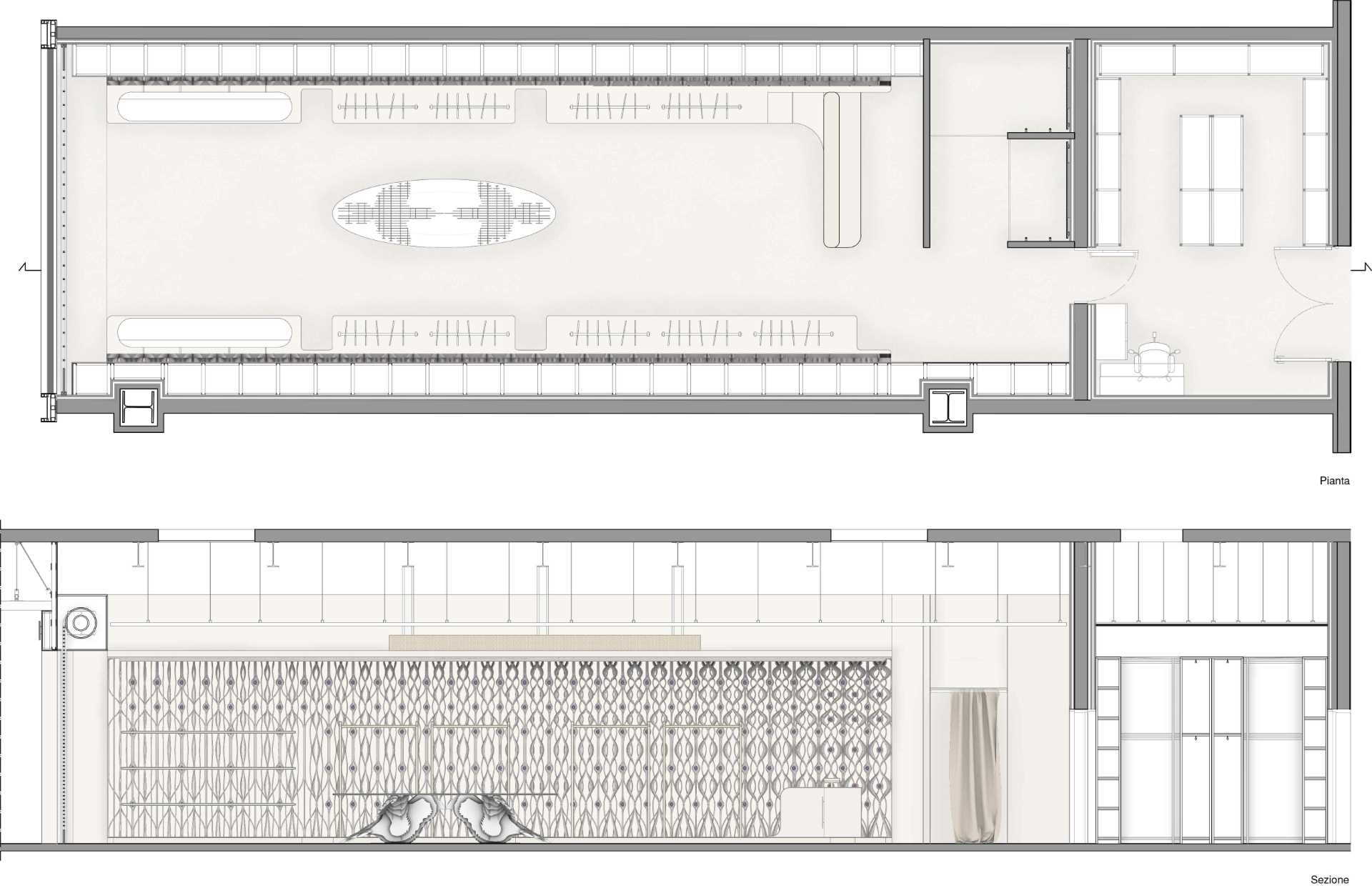 Design diagrams for a modern retail store.