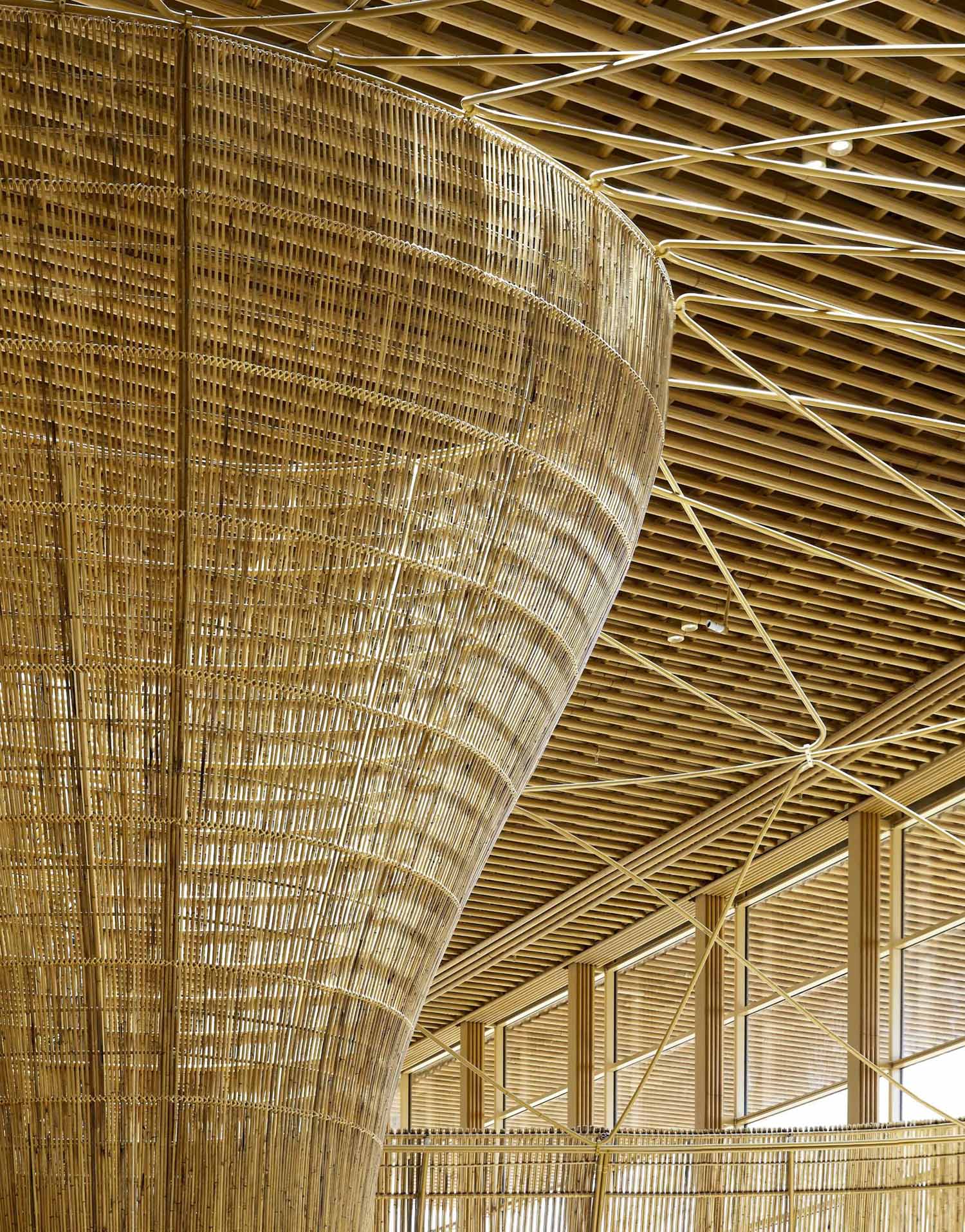 The interior of Bengaluru International Airport features over 5 miles (9km) of rattan that makes up pods and sculptures.