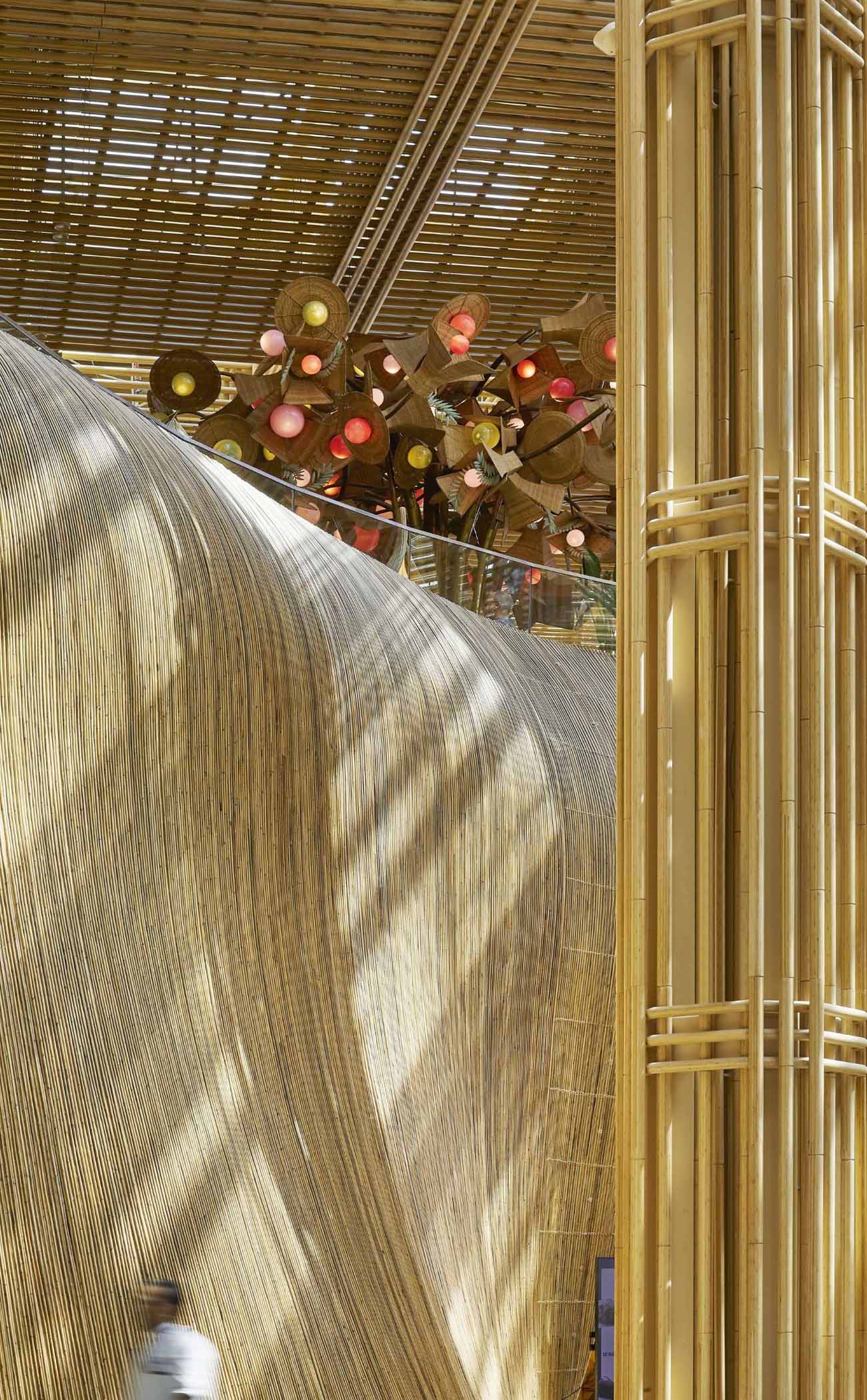 The interior of Bengaluru International Airport features over 5 miles (9km) of rattan that makes up pods and sculptures.