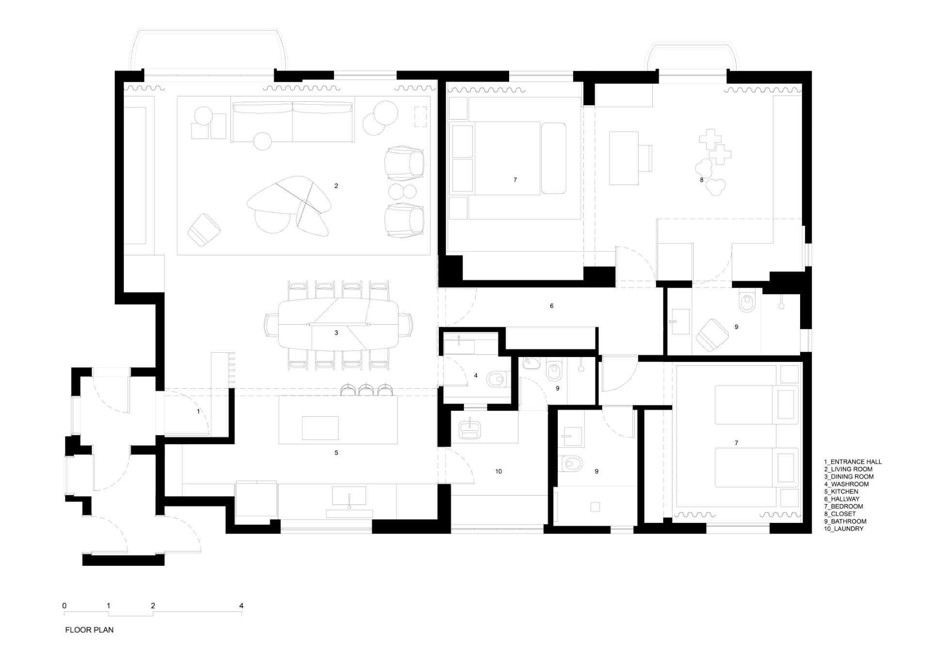 The floor plan of a renovated apartment