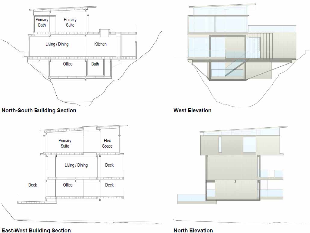 Architectural drawings for a modern home.